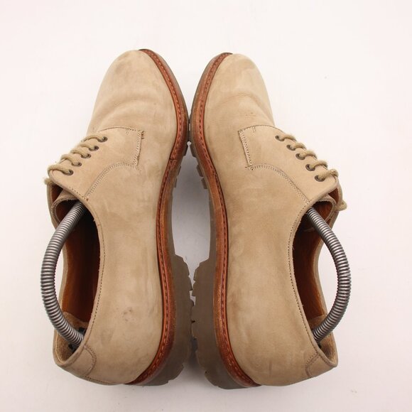 Salvatore Ferragamo Men's 9.5 D Tan Suede Plain-toe Derby Dress Oxford Shoes - Picture 6 of 14